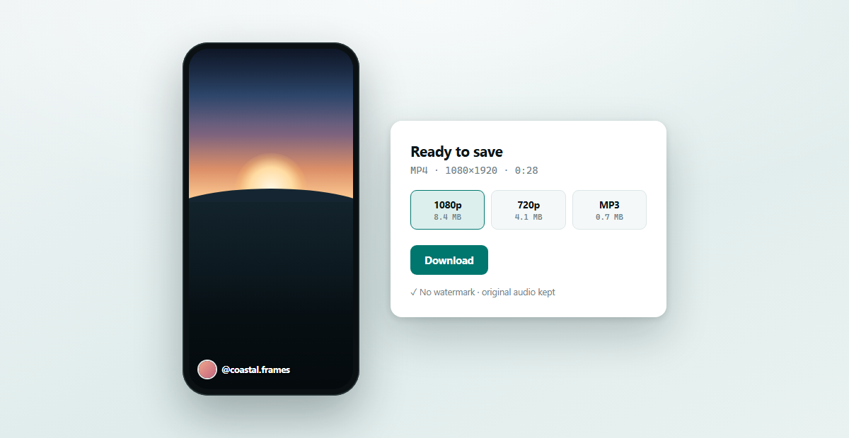 Instagram Reels Download — result panel